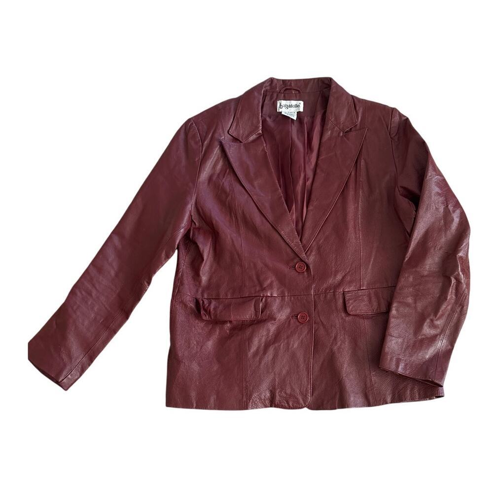 Vintage Bagatelle Burgundy Leather Blazer Jacket 16